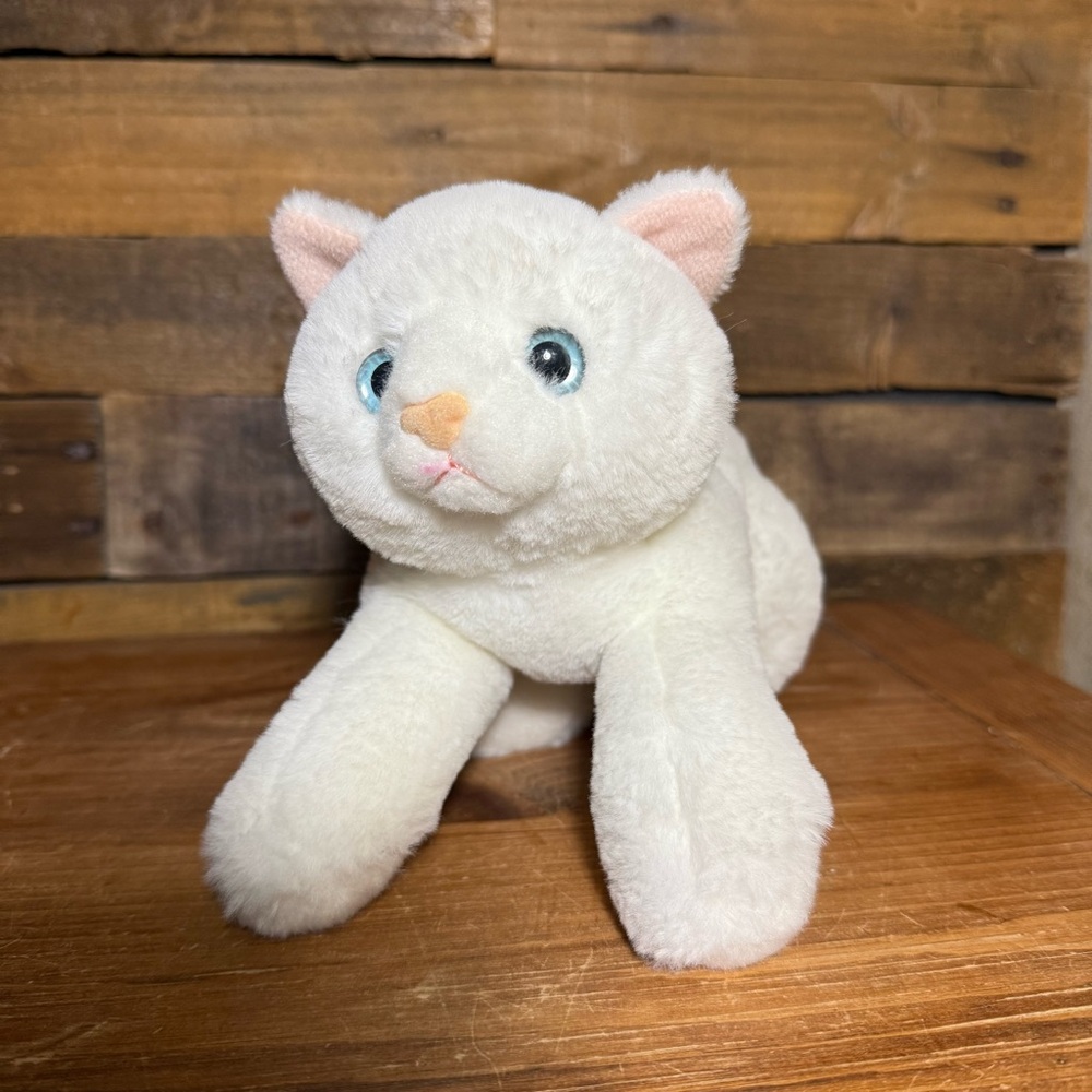 Aurora Adorable Flopsie Precious White Kitty Blue Eyes Stuffed Animal Plush - Picture 6 of 6